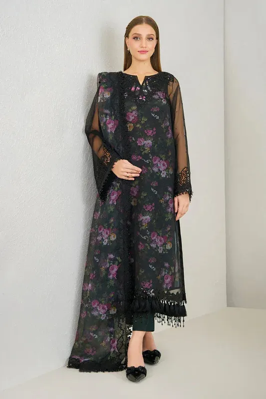 Baroque Luxury Formals 24 Black Organza – view 1 – Poshaq