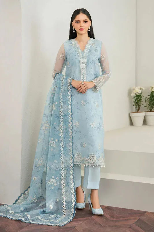 Baroque Luxury Formals 24 Ice Blue Organza – view 1 – Poshaq