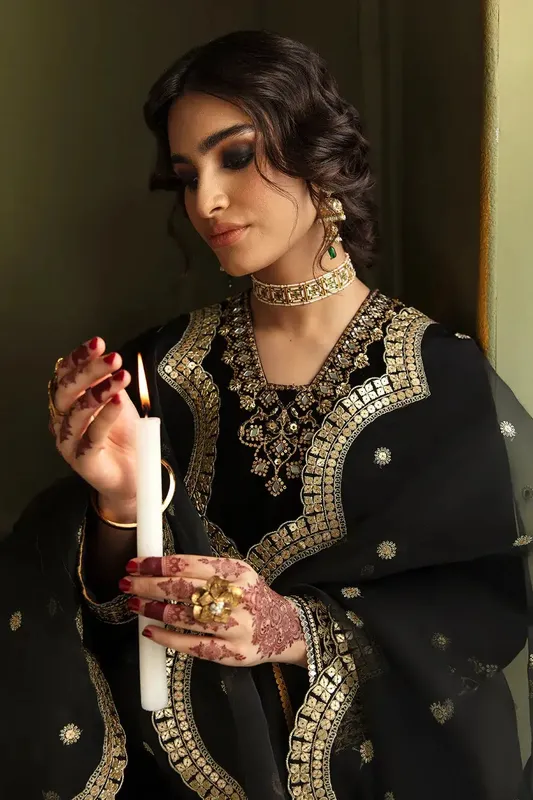 Baroque Jahanara Luxury Velvet 23 Black Organza – view 1 – Poshaq