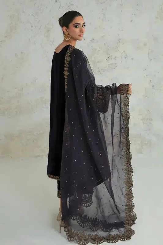 Baroque Jahanara Luxury Velvet 23 Black Organza – view 1 – Poshaq