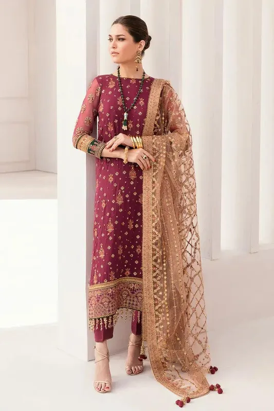 Baroque Chantelle 23 Maroon Chiffon – view 1 – Poshaq