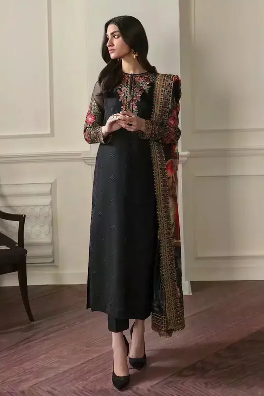 Baroque Formals Collection Black Organza – view 1 – Poshaq