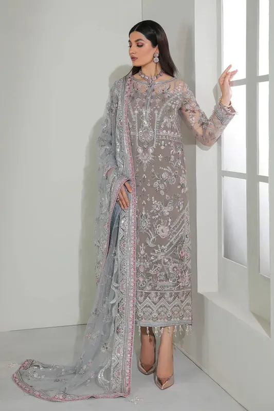 Baroque Formals Collection Grey Silk – view 1 – Poshaq