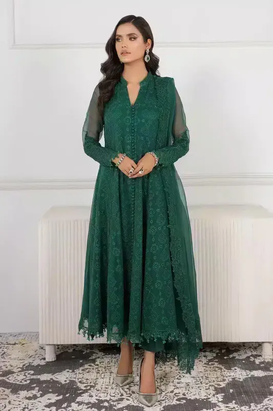 Baroque Formals Collection Green Organza – view 1 – Poshaq