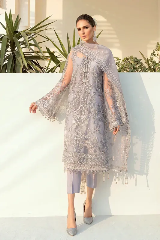 Baroque Formals Collection Grey Silk – view 1 – Poshaq