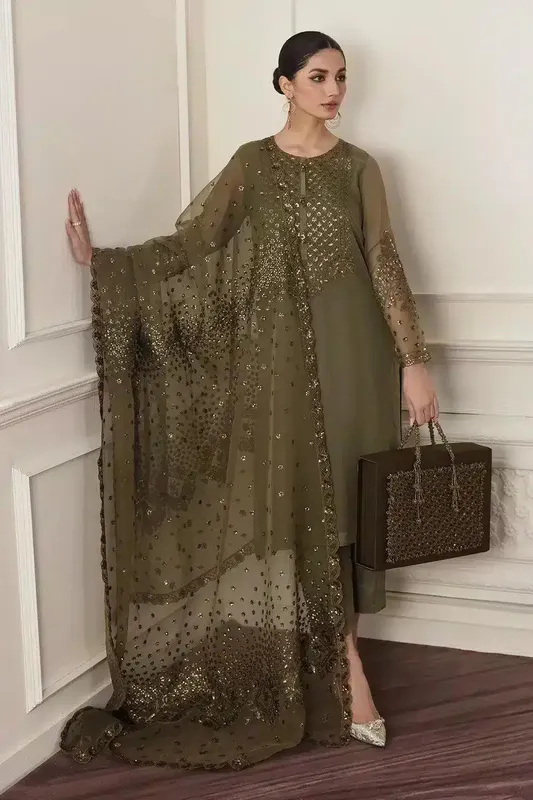 Baroque Formals Collection Green Organza – view 1 – Poshaq