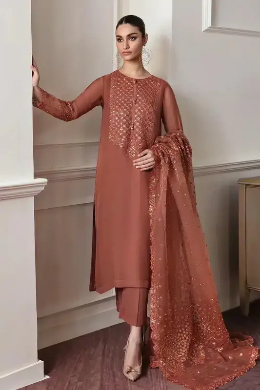 Baroque Formals Collection Pink Organza – view 1 – Poshaq