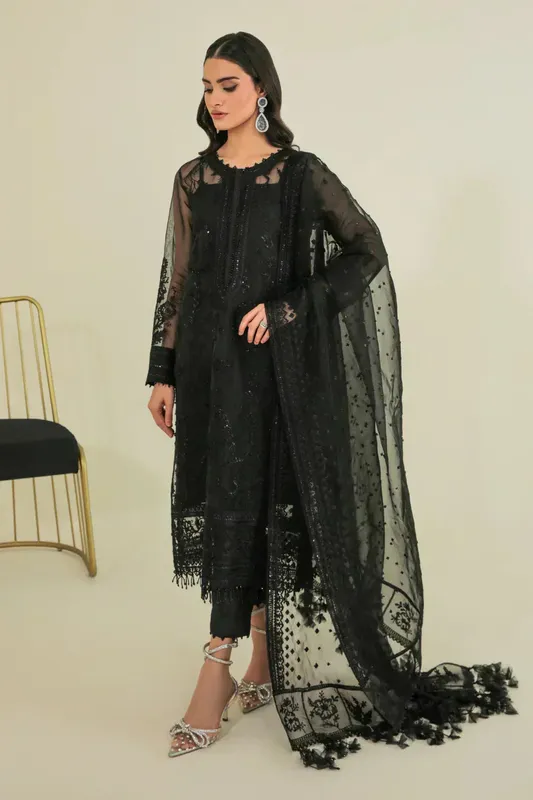 Baroque Formals Collection Black Organza – view 1 – Poshaq