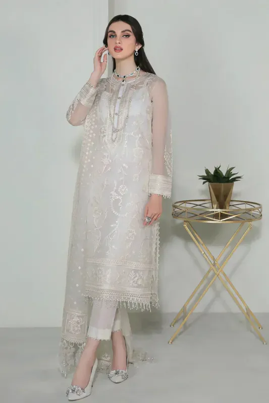 Baroque Formals Collection White Organza – view 1 – Poshaq