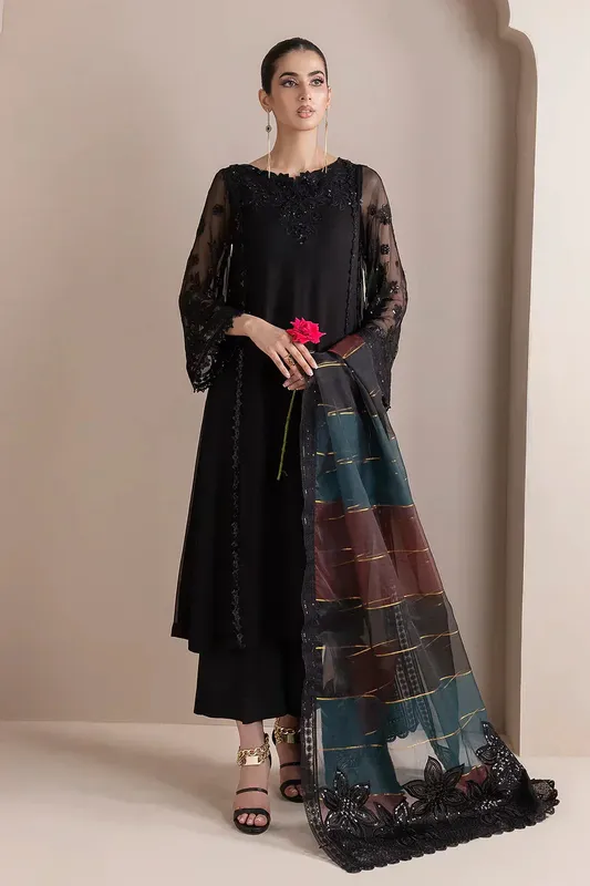 Baroque Formals Collection Black Organza – view 1 – Poshaq