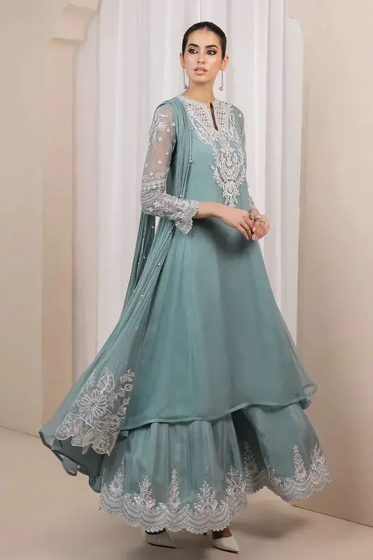 Baroque Formals Collection Green Organza – view 1 – Poshaq