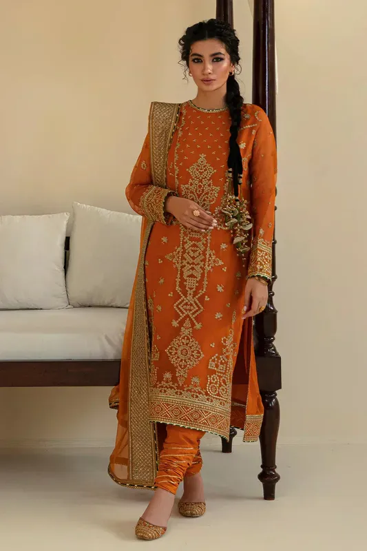 Baroque Formals Collection Orange Organza – view 1 – Poshaq