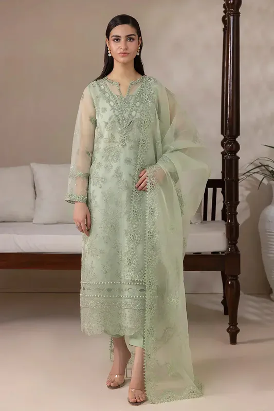 Baroque Formals Collection Green Organza – view 1 – Poshaq