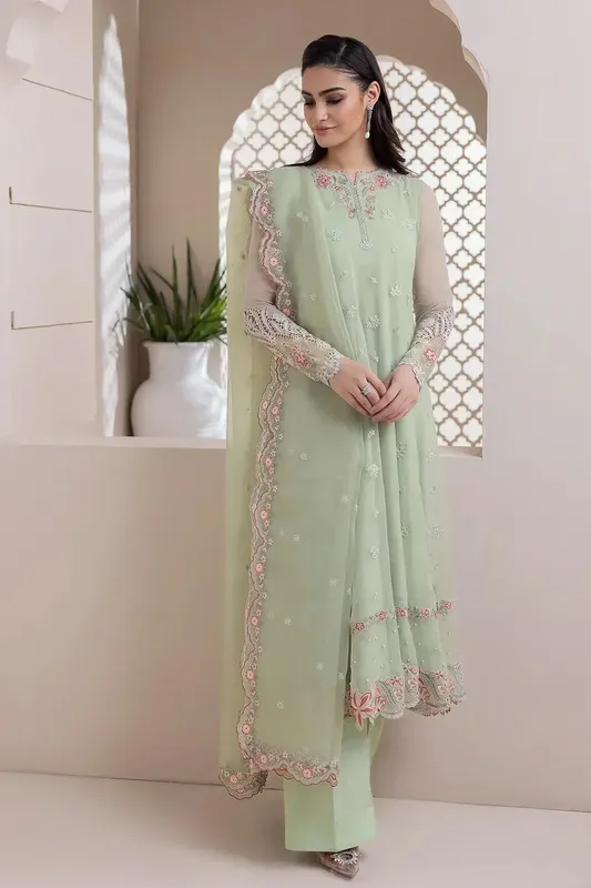 Baroque Formals Collection Green Organza – view 1 – Poshaq