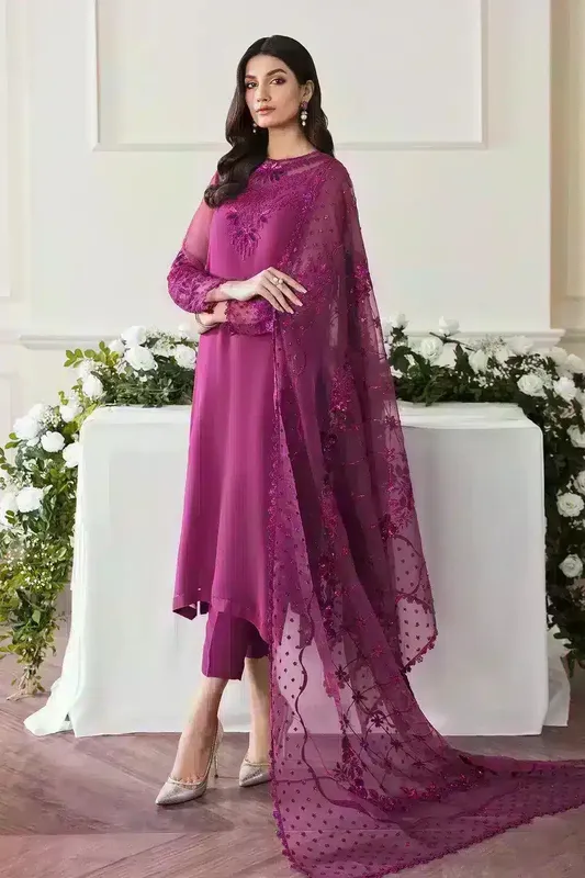 Baroque Formals Collection Magenta Organza – view 1 – Poshaq