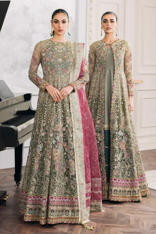 Baroque Chantelle Embroidered Collection 2024 Green Organza – view 1 – Poshaq