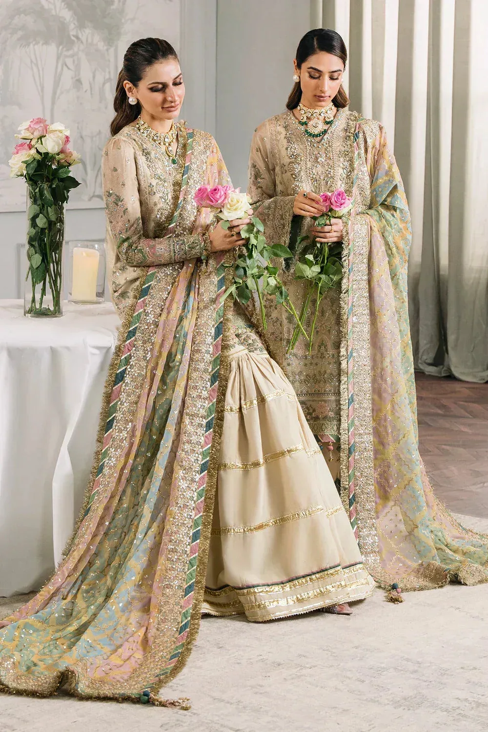 Baroque Chantelle Embroidered Collection Ivory Organza – view 2 – Poshaq