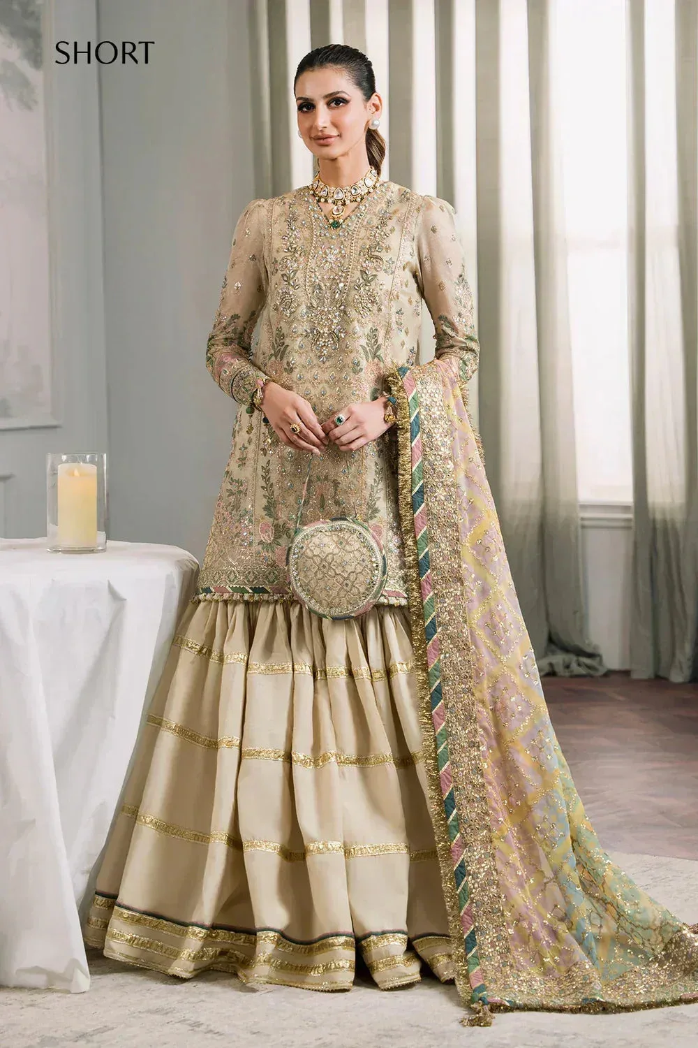 Baroque Chantelle Embroidered Collection Ivory Organza – view 6 – Poshaq