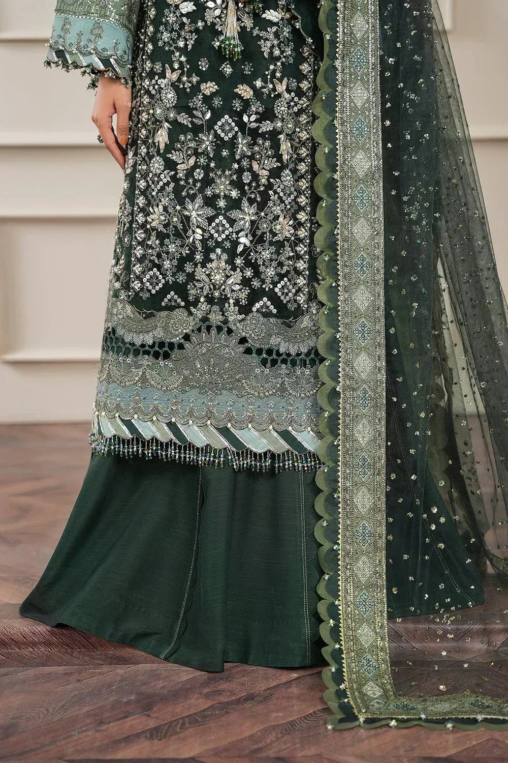Baroque Chantelle Embroidered Collection Green Organza – view 12 – Poshaq