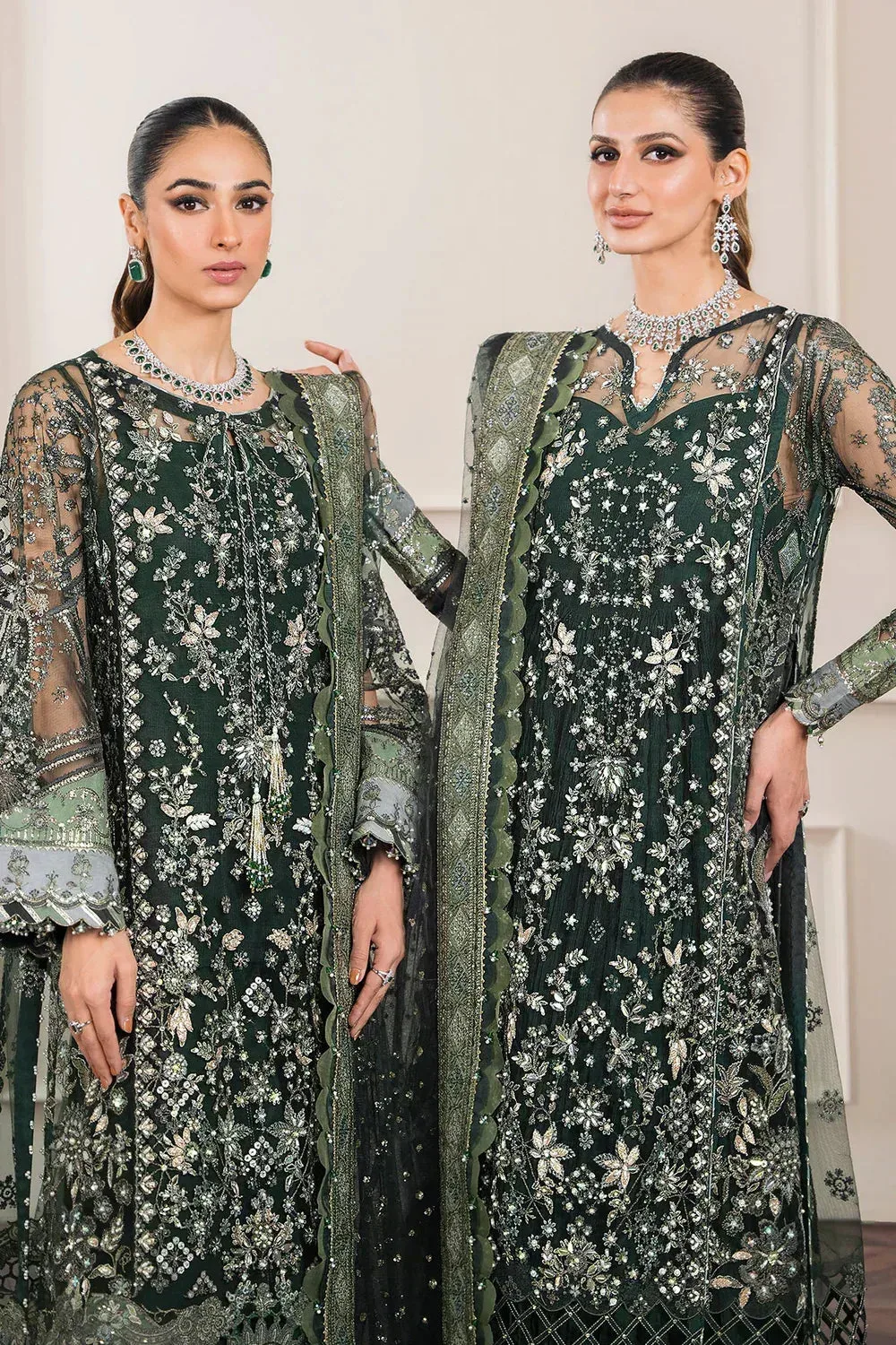 Baroque Chantelle Embroidered Collection Green Organza – view 22 – Poshaq