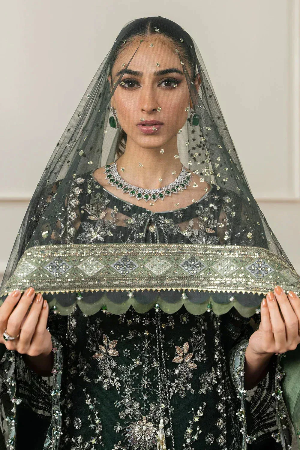 Baroque Chantelle Embroidered Collection Green Organza – view 7 – Poshaq