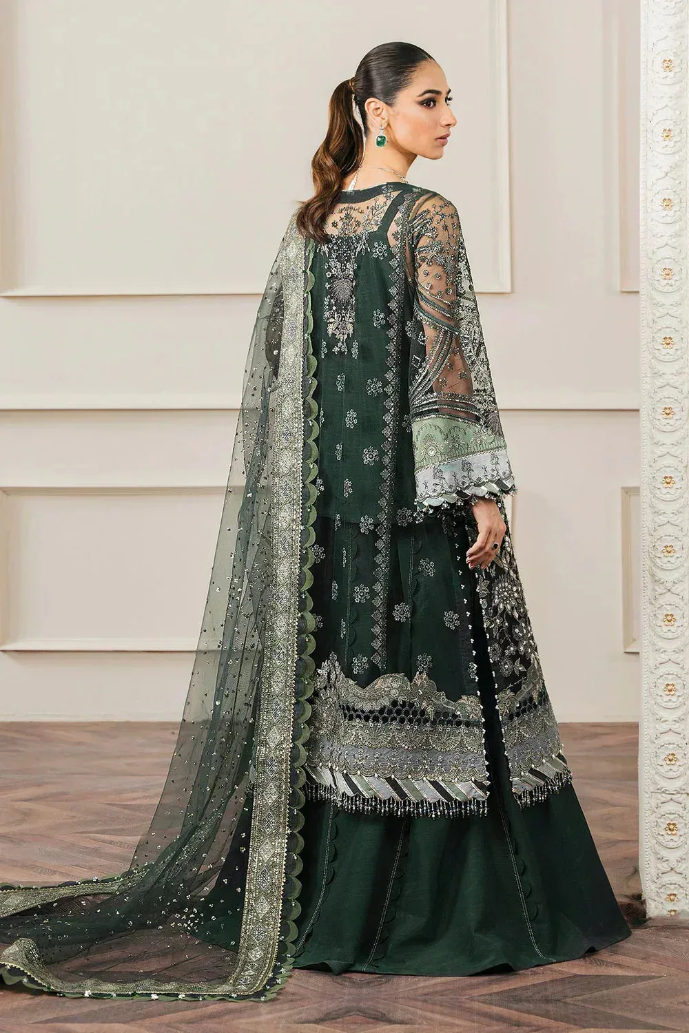 Baroque Chantelle Embroidered Collection Green Organza – view 8 – Poshaq