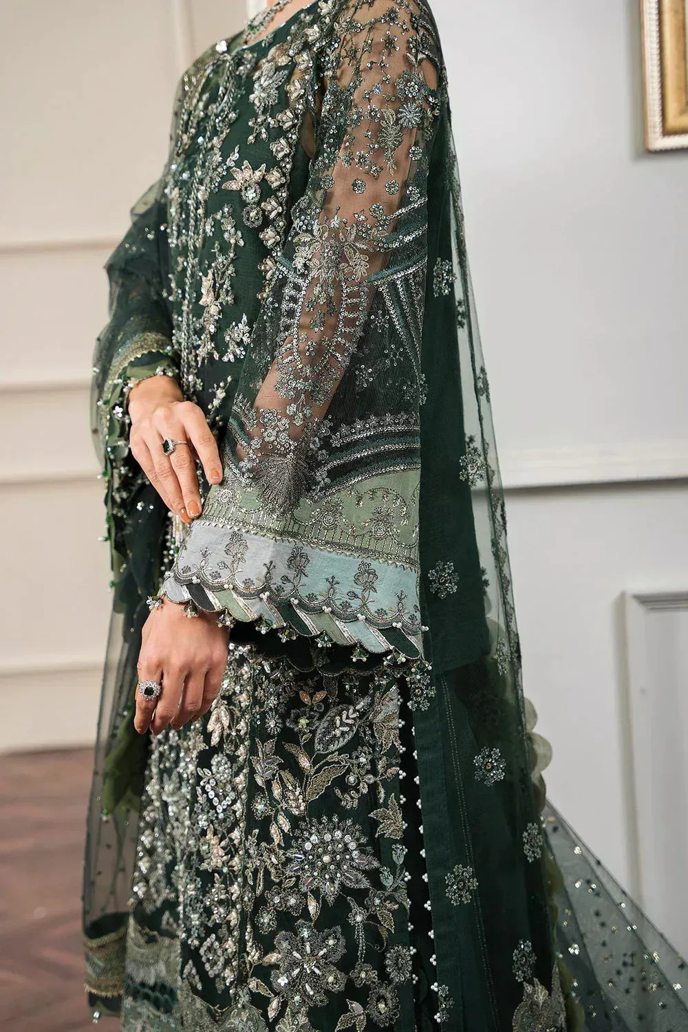 Baroque Chantelle Embroidered Collection Green Organza – view 9 – Poshaq