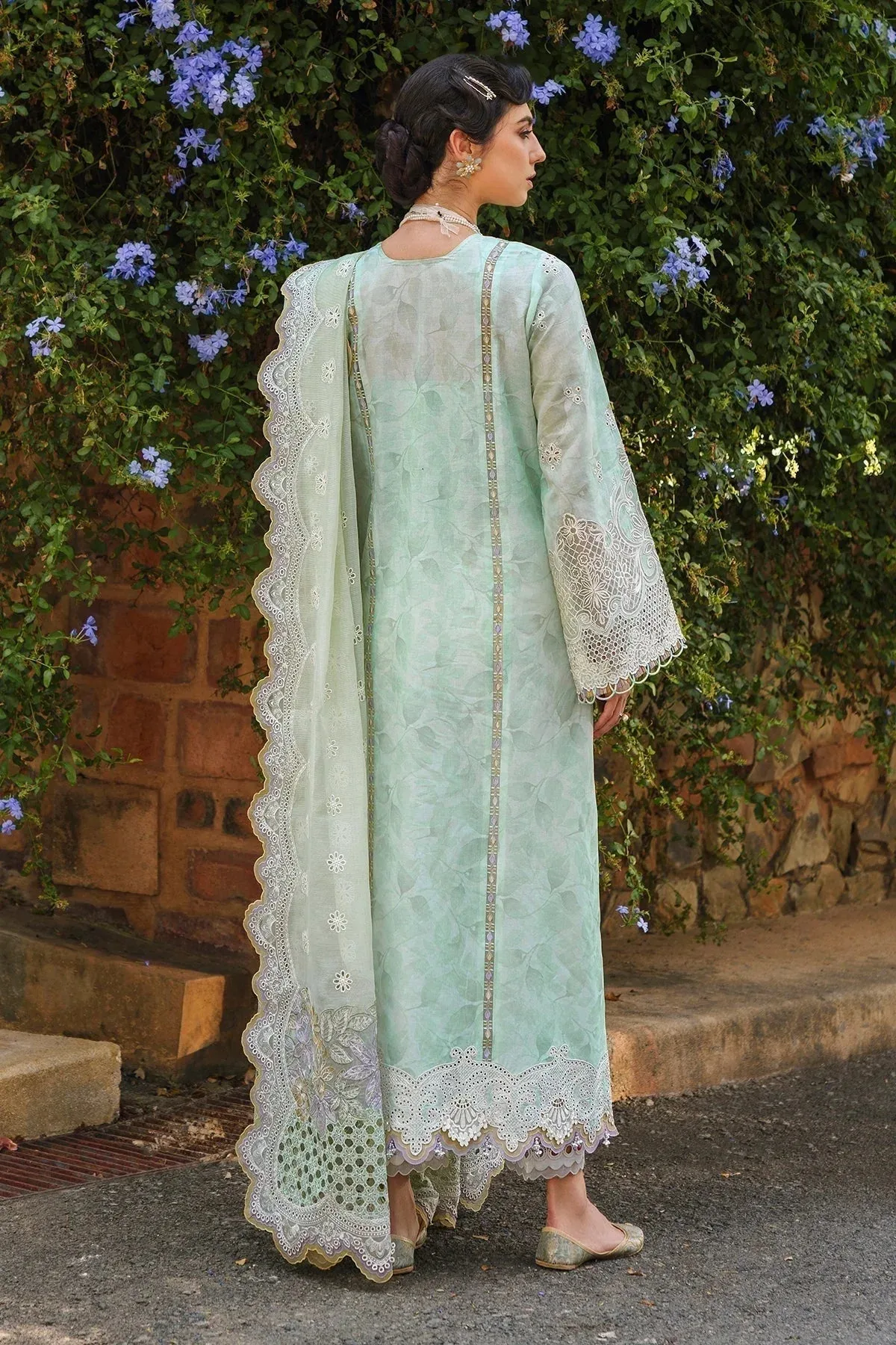 Baroque Swiss Lawn 24 Green Organza – view 2 – Poshaq