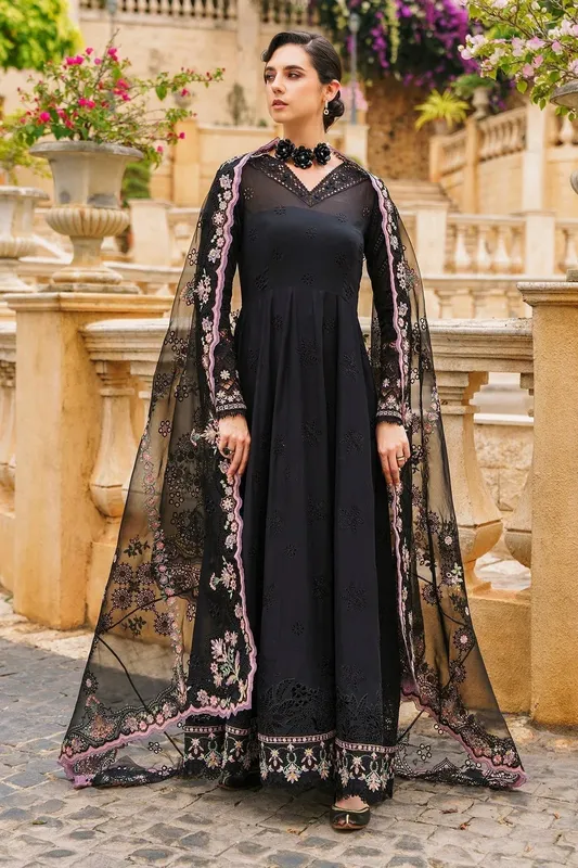 Baroque Swiss Lawn 24 Black Organza – view 1 – Poshaq