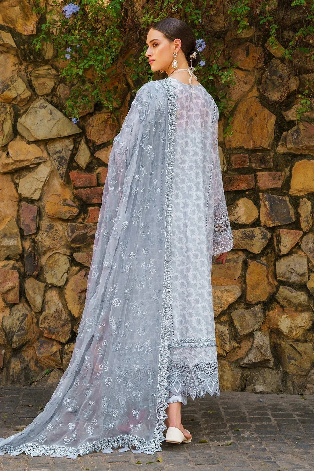 Baroque Swiss Lawn 24 Blue Organza – view 2 – Poshaq