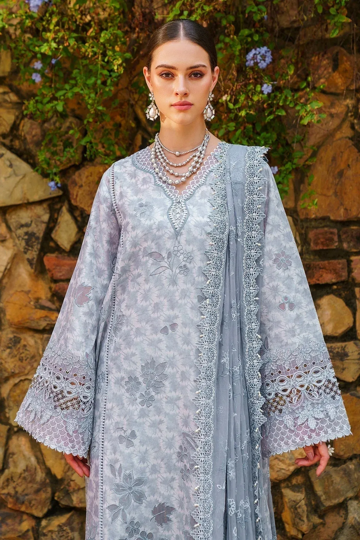 Baroque Swiss Lawn 24 Blue Organza – view 3 – Poshaq