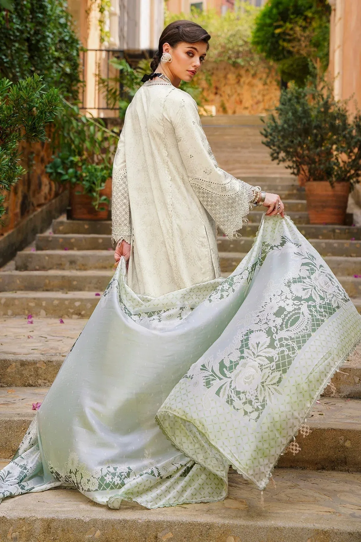 Baroque Swiss Lawn 24 Cream Organza – view 5 – Poshaq