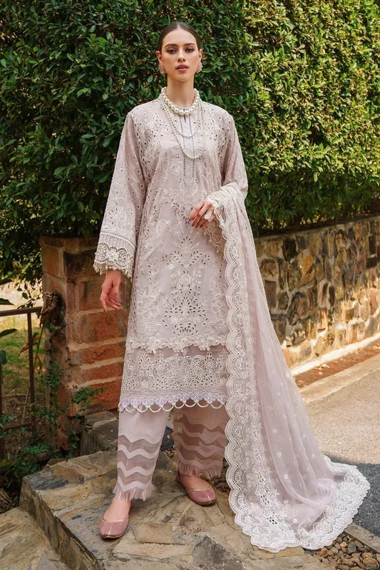 Baroque Swiss Lawn 24 Pink Organza – view 1 – Poshaq