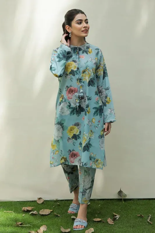 Baroque Lawn Collection 24 Grey Organza – view 1 – Poshaq