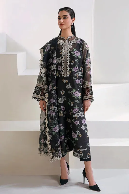 Baroque Lawn Collection 24 Black Organza – view 1 – Poshaq