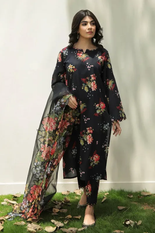 Baroque Lawn Collection 24 Black Organza – view 1 – Poshaq