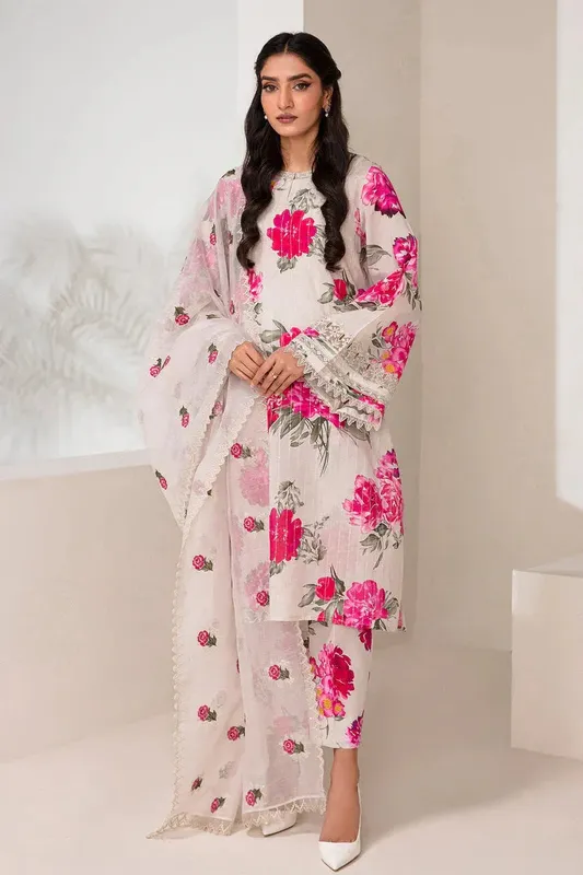 Baroque Lawn Collection 24 Off White Organza – view 1 – Poshaq