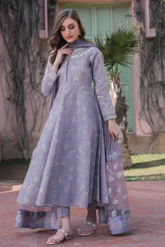 Baroque Lawn Collection 24 Lavender Organza – view 1 – Poshaq