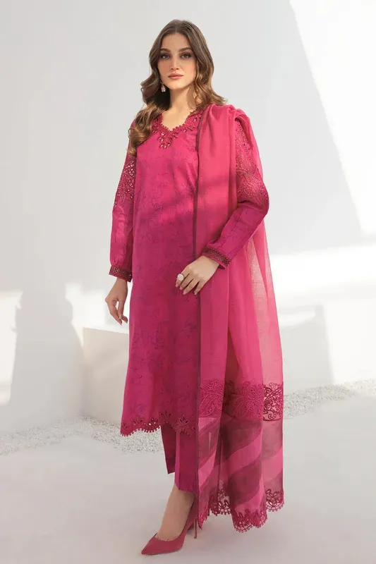Baroque Lawn Collection 24 Pink Organza – view 1 – Poshaq