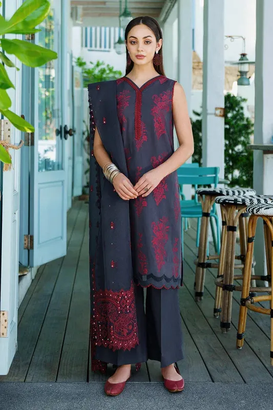 Baroque Lawn Collection 24 Black Jacquard – view 1 – Poshaq