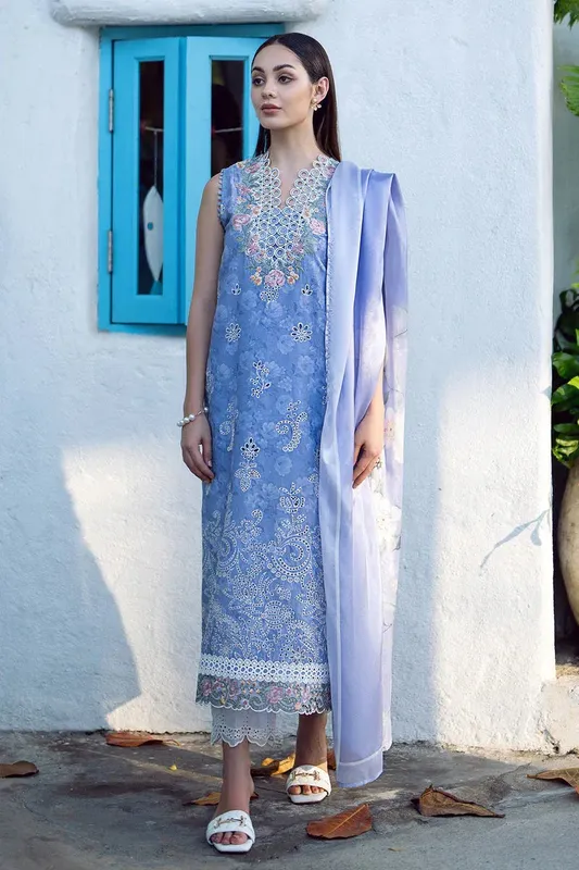 Baroque Lawn Collection 24 Blue Organza – view 1 – Poshaq