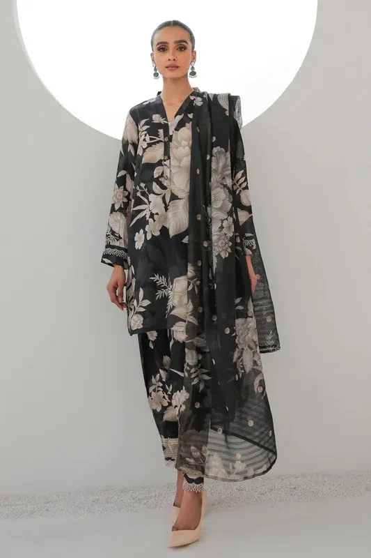 Baroque Lawn Collection 24 Black Cotton – view 1 – Poshaq