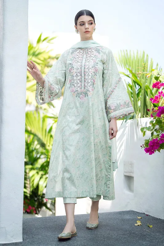 Baroque Lawn Collection 24 Green Organza – view 1 – Poshaq