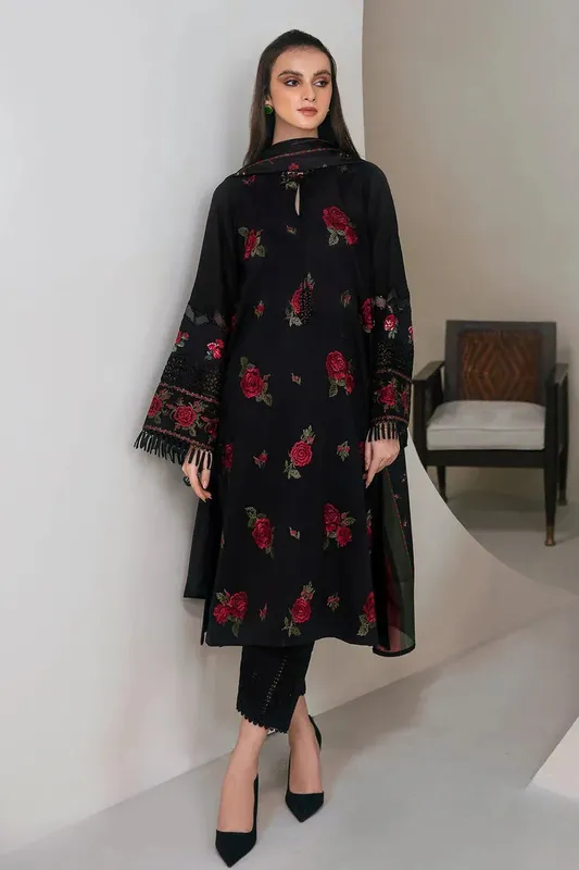 Baroque Lawn Collection 24 Black Organza – view 1 – Poshaq