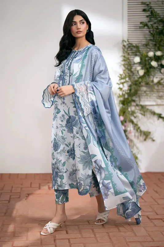Baroque Lawn Collection 24 Grey Organza – view 1 – Poshaq