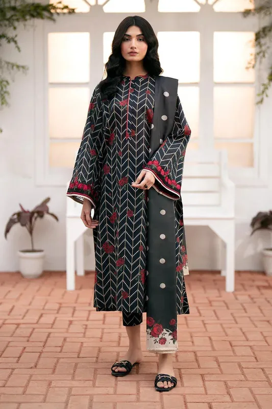 Baroque Lawn Collection 24 Black Organza – view 1 – Poshaq