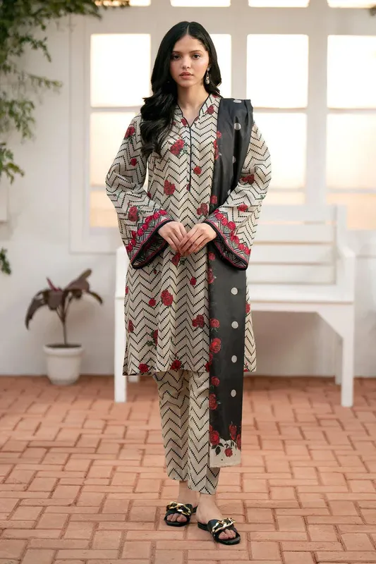 Baroque Lawn Collection 24 Grey Organza – view 1 – Poshaq