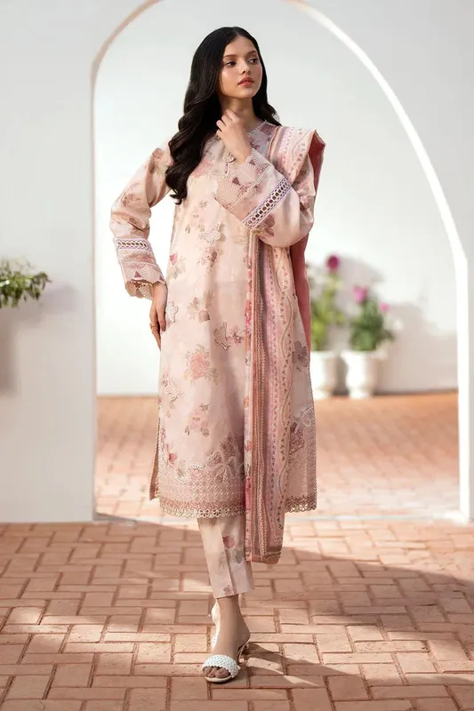 Baroque Lawn Collection 24 Peach Organza – view 1 – Poshaq
