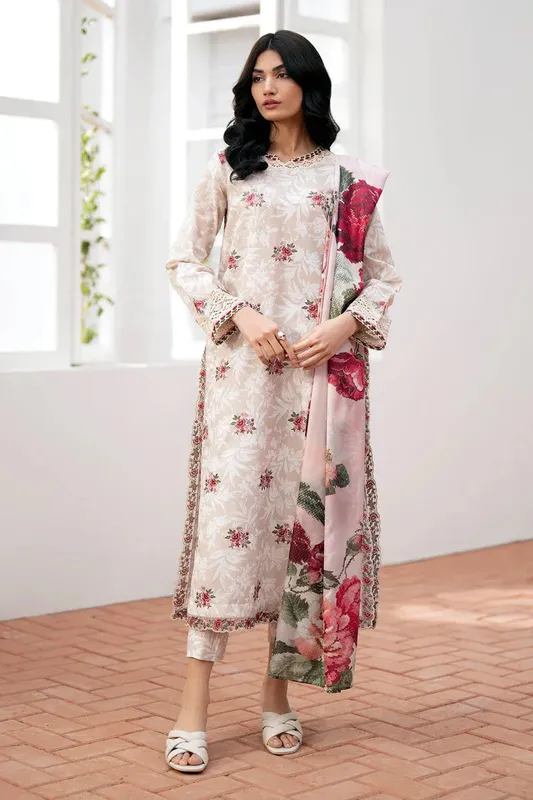 Baroque Lawn Collection 24 Ivory Organza – view 1 – Poshaq
