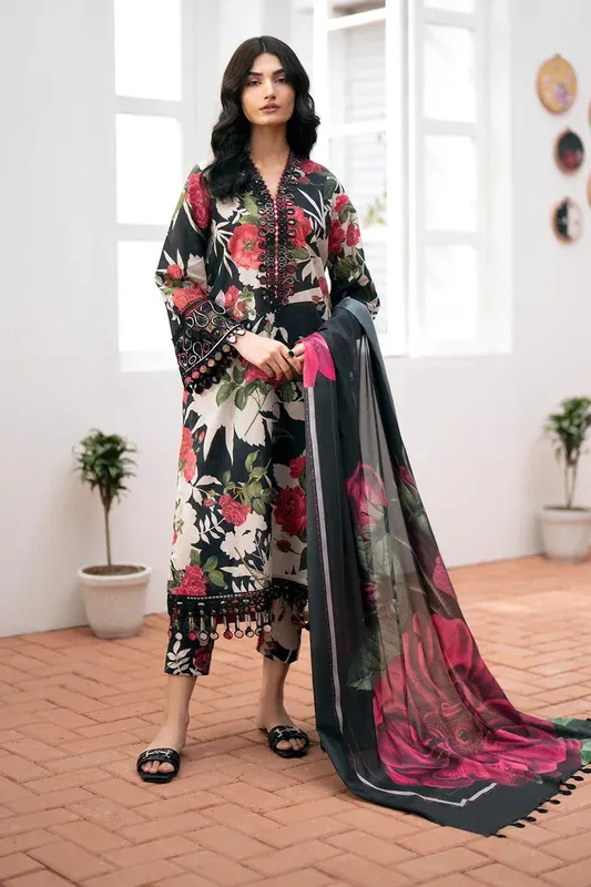 Baroque Lawn Collection 24 Black Organza – view 1 – Poshaq